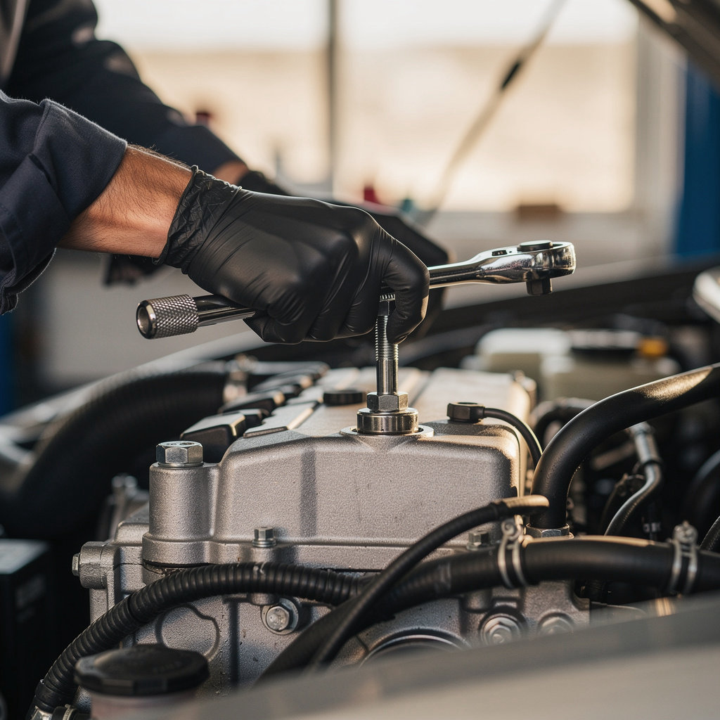PATRICIO'S AUTO SERVICE technician performing a quality check on a vehicle in San Diego